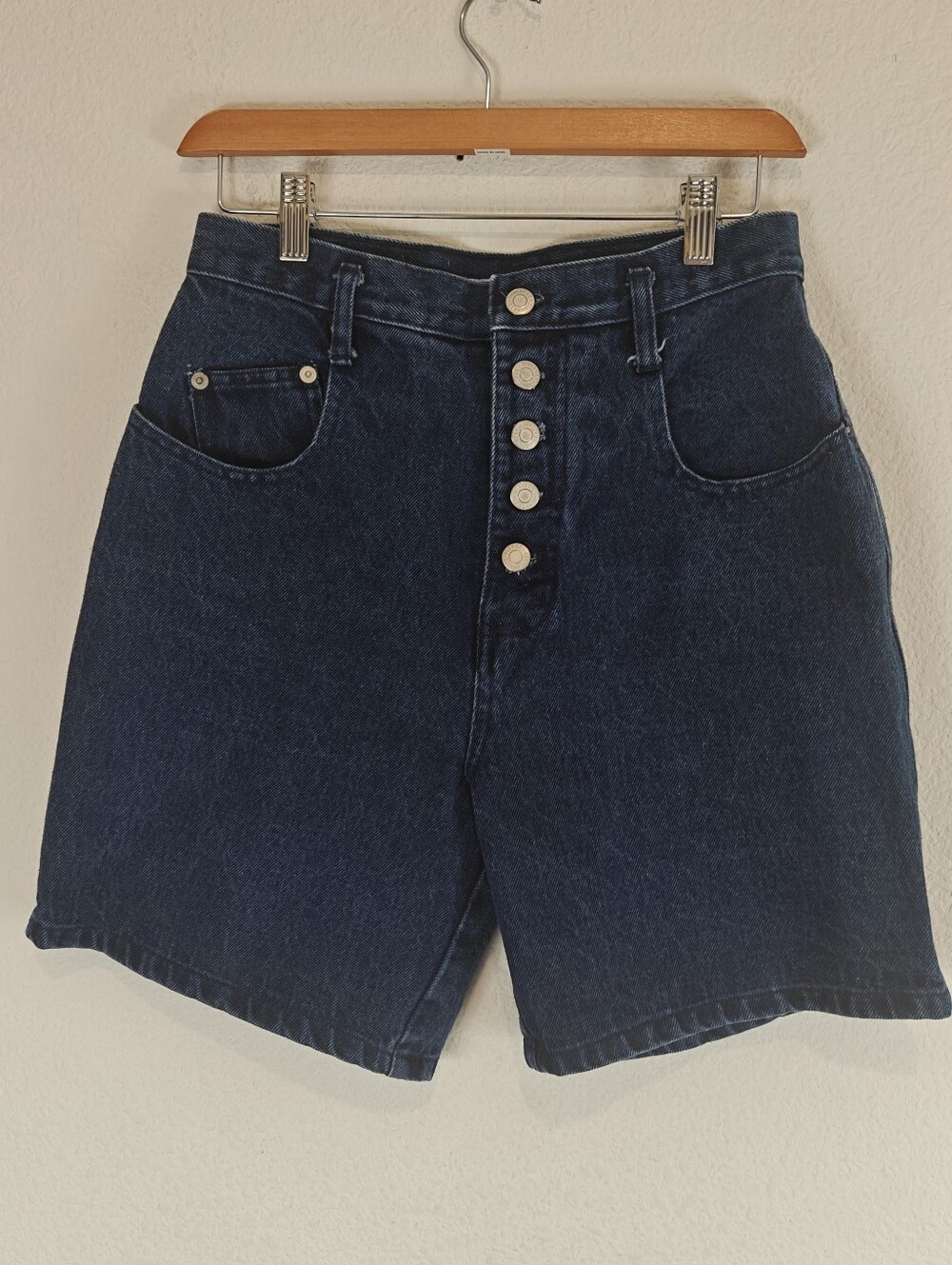 Vintage SkoozI Dark Wash High-Rise Denim Shorts | Button Fly Sz 26
